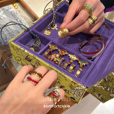 特价Camille Enrico 法国小众设计手工刺绣戒指宽戒时尚复古叠戴