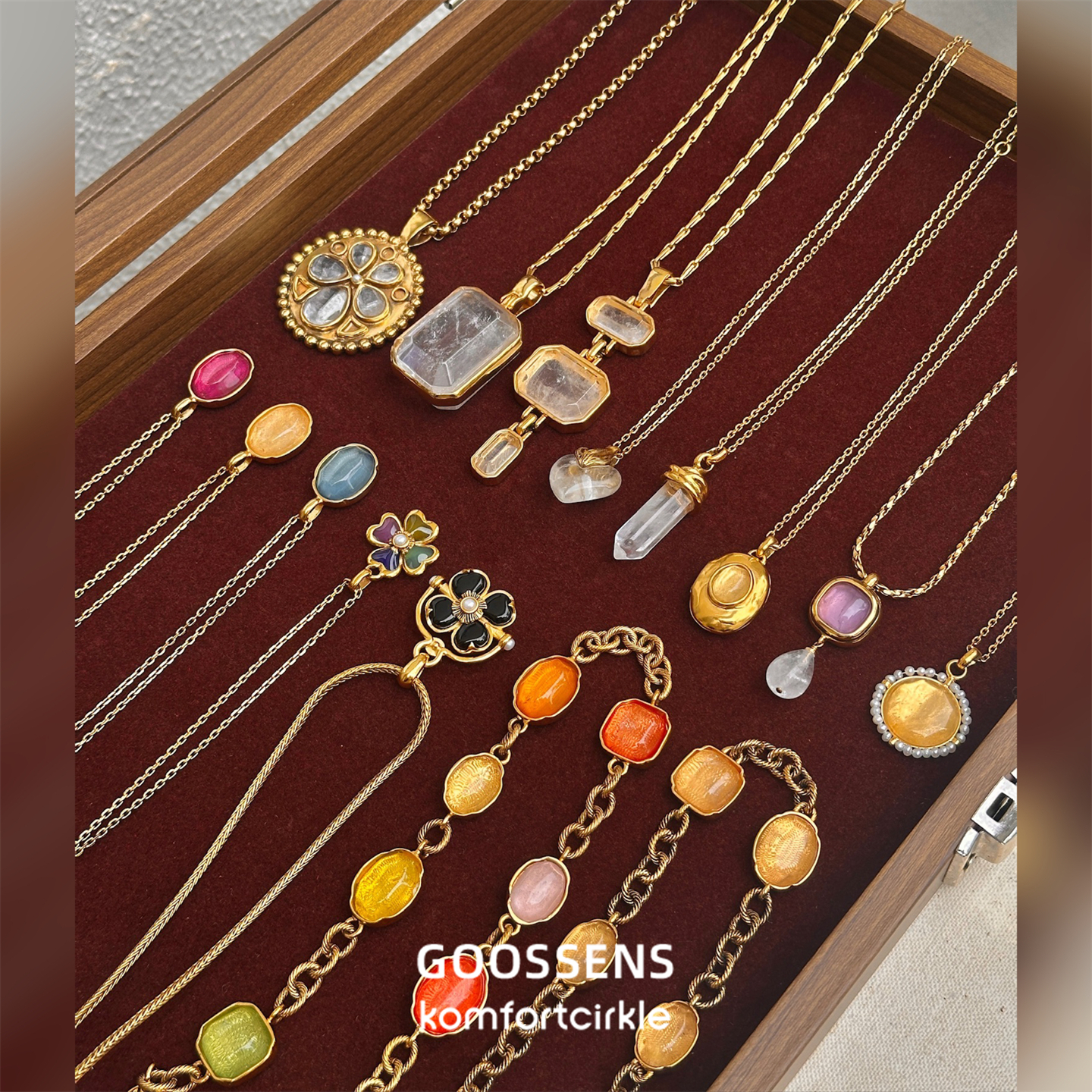 自留推荐 GOOSSENS 法国天然水晶轻奢重工长项链锁骨链毛衣链叠搭