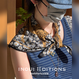 主推款 INOUI EDITIONS 豹纹小雏菊方巾丝巾披肩轻薄26春夏新品