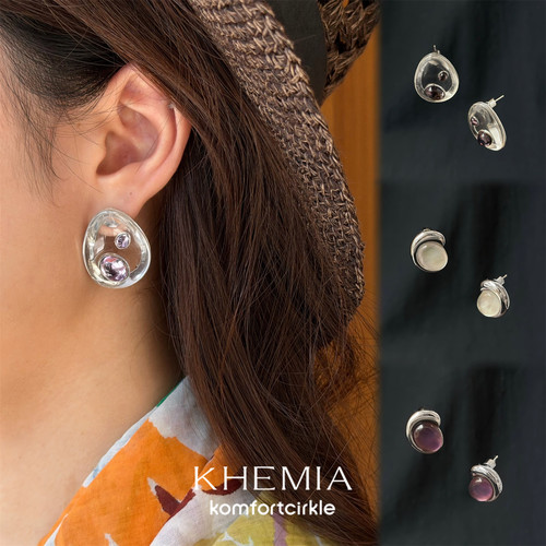KHEMIA Vita天然T水晶水滴耳环 Seme白贝母椭圆耳饰 原创轻奢耳饰