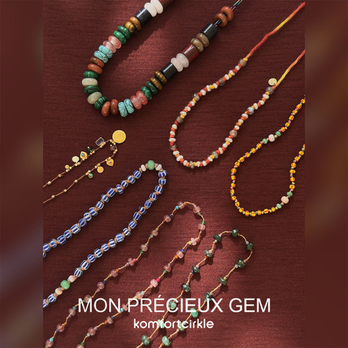 MON PRECIEUX GEM 彩色手工串珠编绳项链复古独特锁骨链叠戴