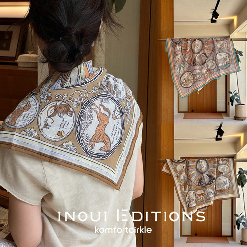 INOUI EDITIONS 70*70太阳之神印花方巾丝巾披肩搭配26春夏新品