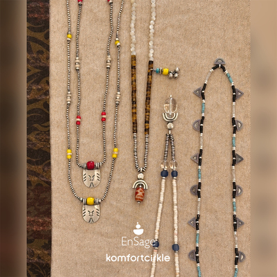 自留推荐 ENSAGE 日迹风迹月迹项链纯银吊坠串珠锁骨链复古毛衣链