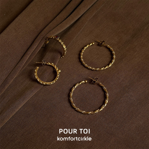 POUR TOI LASSBO25044/23001C形大耳圈耳环经典复古百搭耳饰