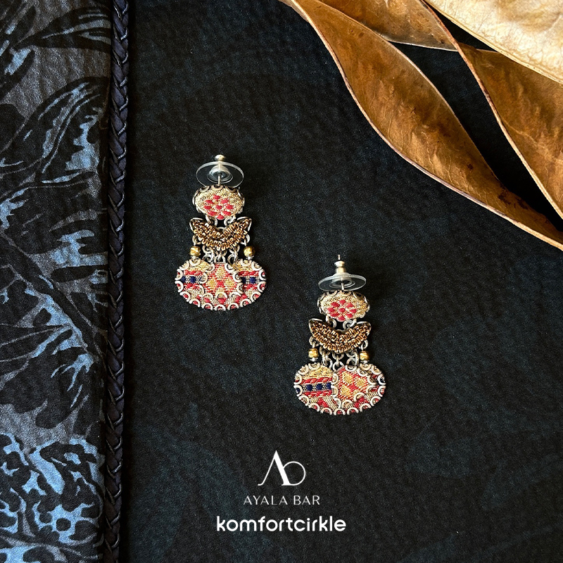 AYALA BAR 以色列品牌纯手工刺绣定位图布艺印度古布风吊坠耳钉