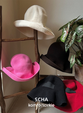 SCHA 1848Lucy EB 羊毛圆顶翻折大檐渔夫帽 德国秋冬经典柔软盆帽