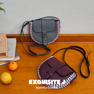 Exquisite J 意大利品牌 马鞍包皮质编织拼接单肩斜挎包高级质感