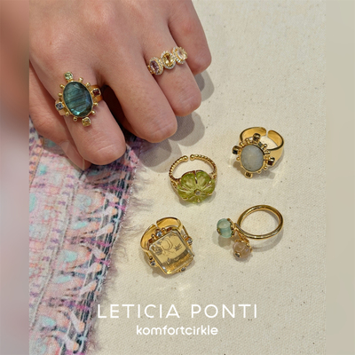 Leticia Ponti 戒指天然石彩宝花朵指环可调节食指戒轻奢高级小众