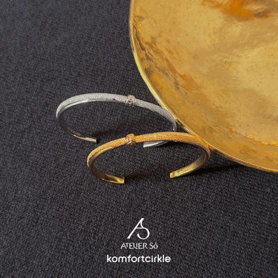 明星款 ATELIERSO倪索 编织钉砂细手镯 气质个性高级感金银叠戴