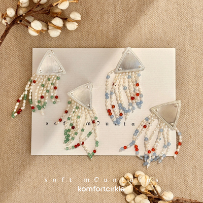 soft mountains软山 Let it flow水母珍珠耳环 纯银流苏耳钉