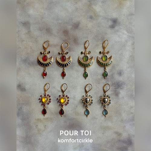 POUR TOI LAAWBO26011/LASSBO25021爱心宝石耳坠 复古手工耳饰
