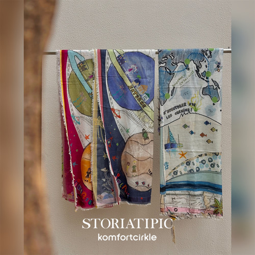 STORIATIPIC Dora/Luna地图印花款大方巾披肩大围巾丝巾春夏