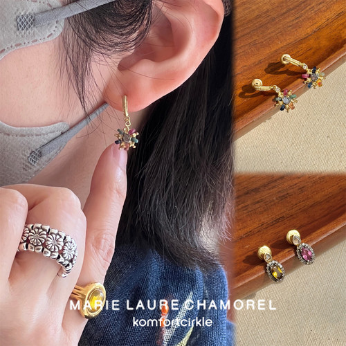 MARIE LAURE CHAMOREL 不对称耳钉中古手工独特轻奢精致小巧耳饰