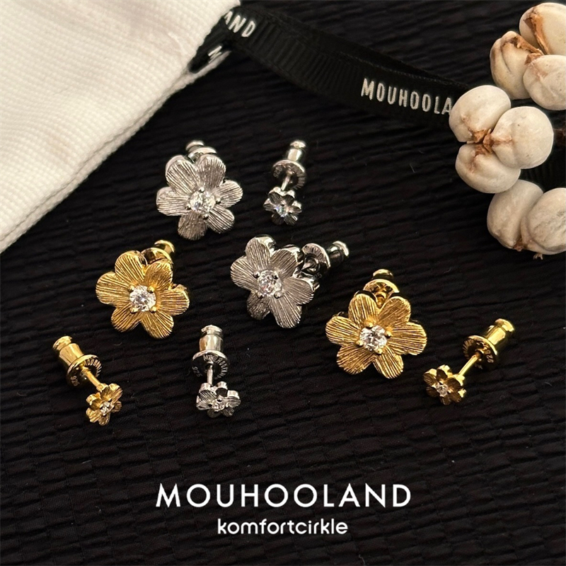 Mouhooland暮后之地 蕾丝小花花耳钉耳骨钉原创设计小众简约百搭