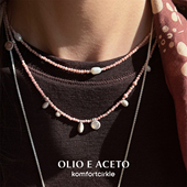 OLIO 纯银红纹石珍珠串珠吊坠项链礼物 七夕情人节 ACETO油醋汁