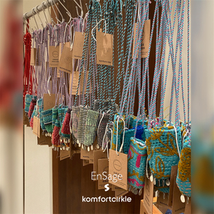 ENSAGE 古布刺子项链挂包 原创设计师小众复古手工缝制配饰