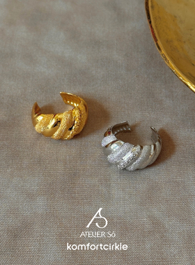 ATELIERSO倪索 可颂钉砂戒指 纯银磨砂原创设计小众气质开口宽戒