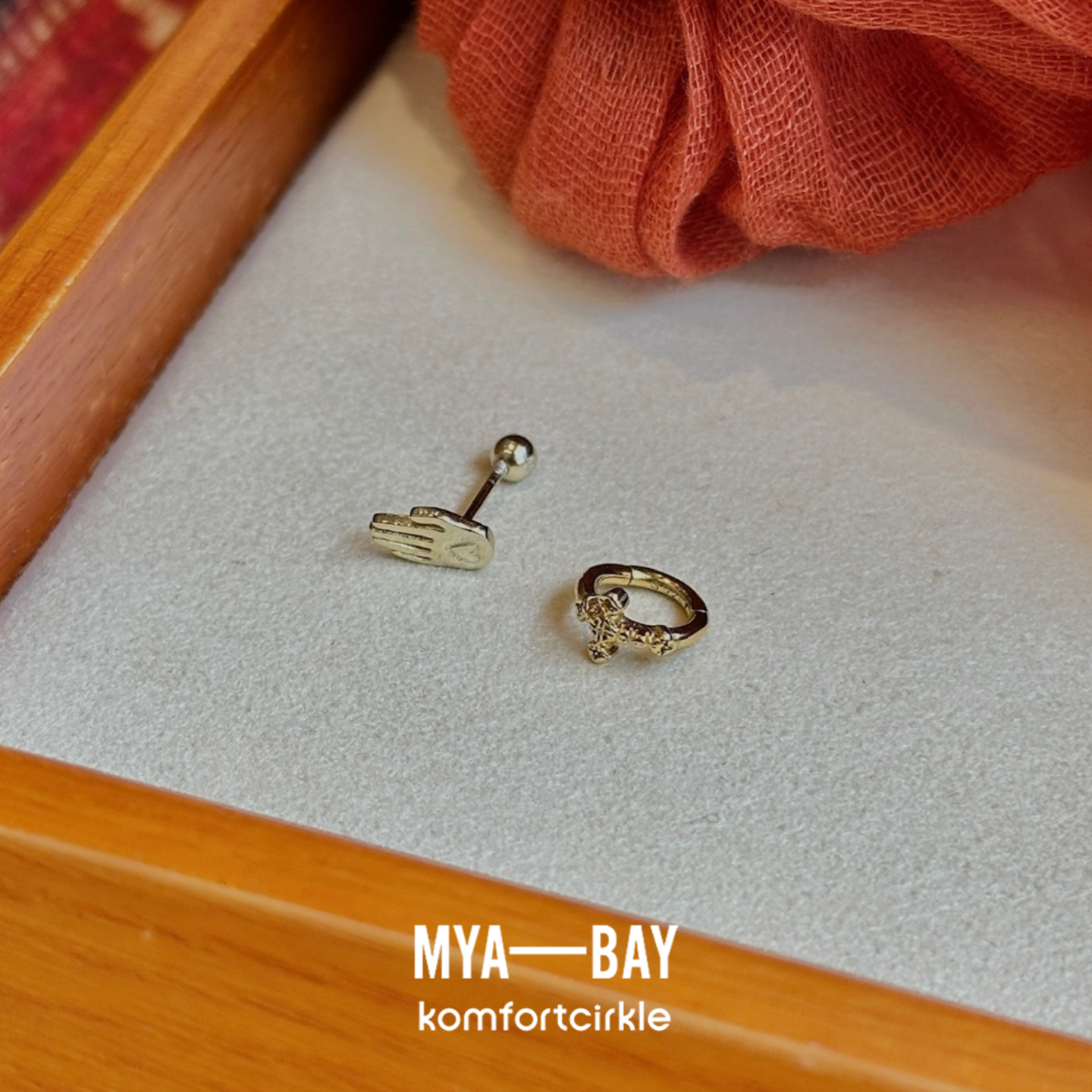 MYA BAY 小手十字耳骨钉 日常小巧简约百搭高位耳钉 比利时设计师