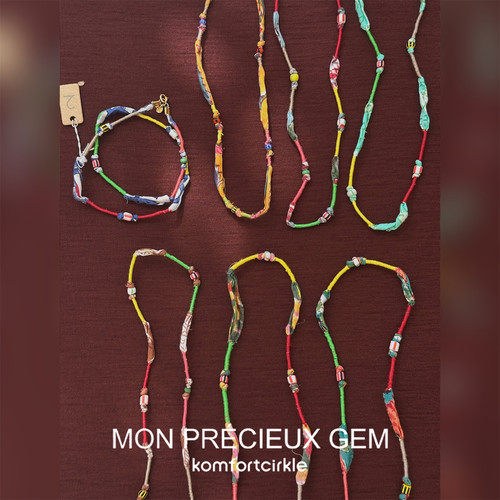 MON PRECIEUX GEM 彩色手工编织布艺串珠项链锁骨链复古独特叠戴