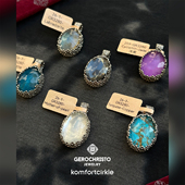 自留推荐 GC大号椭圆半宝石吊坠925纯银雕刻GR3280 GEROCHRISTO