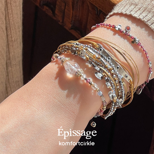 EPISSAGE Carezza Braies Series白水晶摩根石串珠手链女叠戴