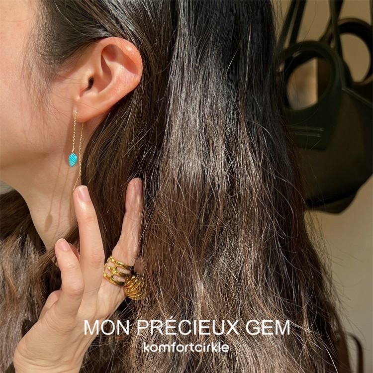 MON PRECIEUX GEM 眼睛吊坠耳钩半宝石耳线轻盈耳饰
