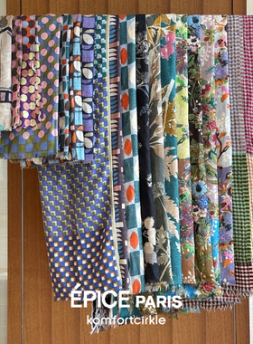 自留推荐 EPICE 25秋冬新品 浪漫感花卉印花拼色方巾头巾围巾披肩