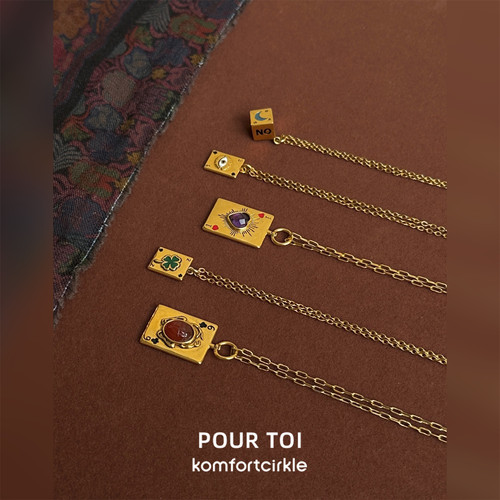 POUR TOI LAAWCO26011/26007/LASSCO25018方牌吊坠项链手工锁骨链
