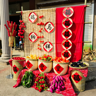 老式冰糖葫芦摆件2026元旦新年店铺装饰布置好物室外打卡拍照神器