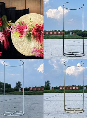 婚庆道具铁艺开口圆环黑色线帘架子求婚布置舞台背景装饰摆件定制