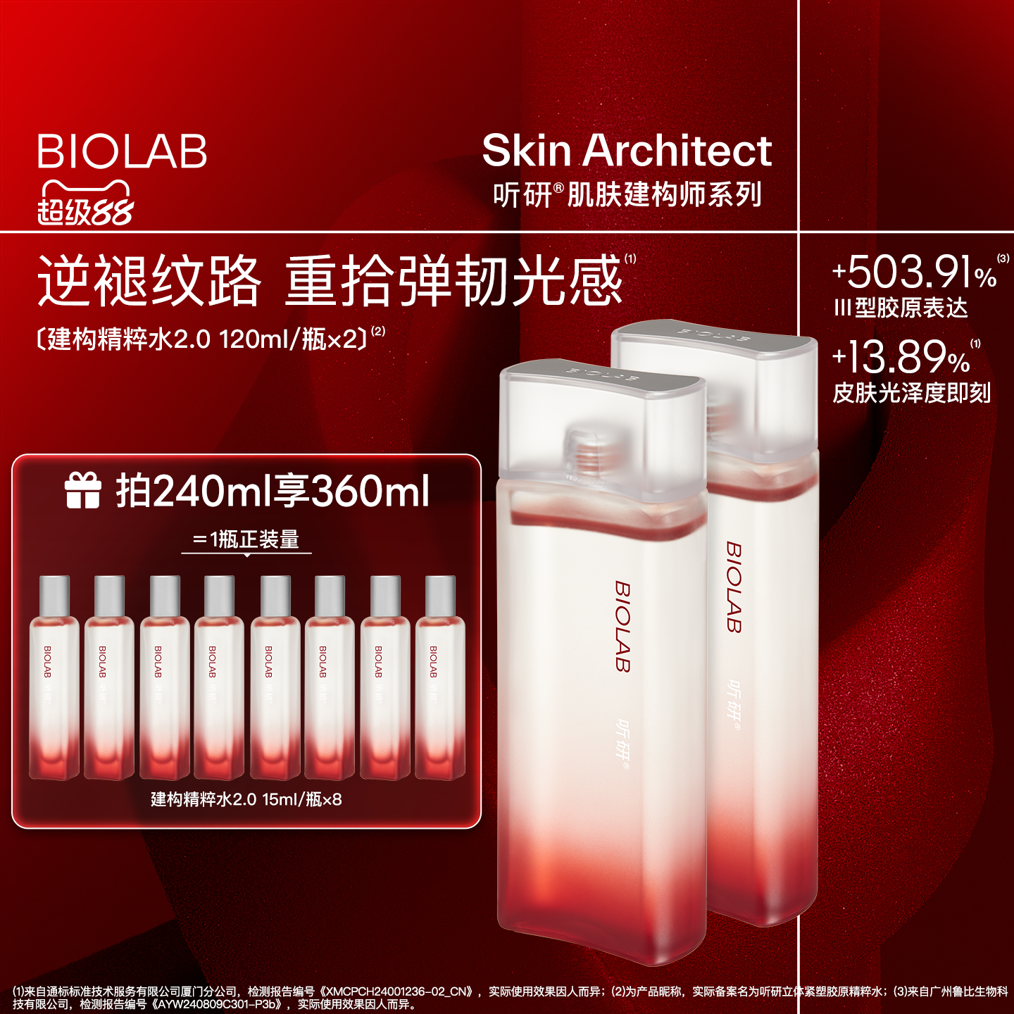 【超级88】BIOLAB听研建构精粹水2.0爽肤水抗皱修护舒缓