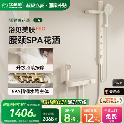 【国补15%】猛犸象F4分体不带顶喷恒温淋浴腰喷按摩全铜花洒套装