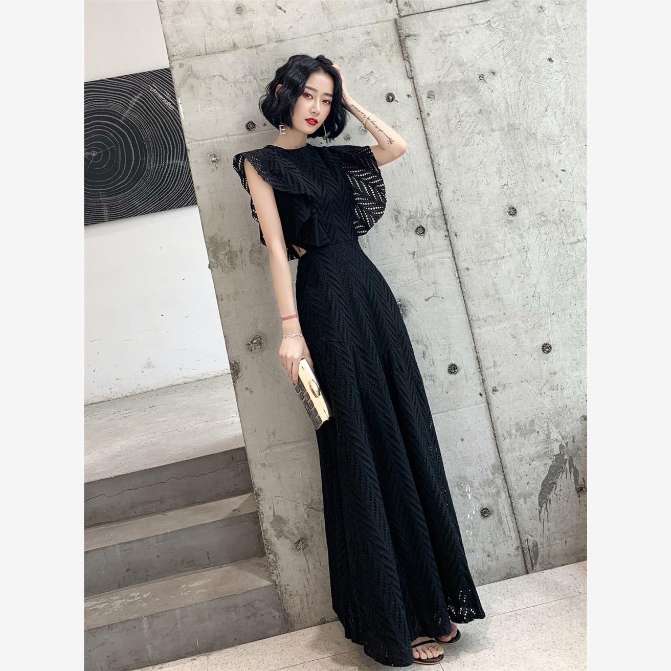 黑色晚礼服女2025新款高级感宴会优雅高贵显瘦轻奢连衣裙平时可穿