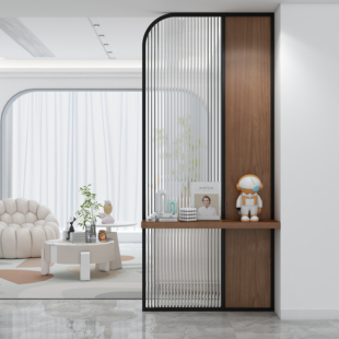 新型进门玄关屏风隔断客厅新中式现代简约格栅柜置物架入户正对门
