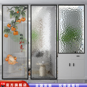 客厅入户浴室卫生间半墙隔断屏风长虹水波纹艺术画玻璃玄关铝合金