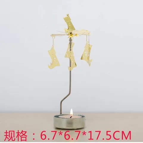 摆件烛台复古蜡烛台风格小美式金属浪漫走马灯旋转热能直供