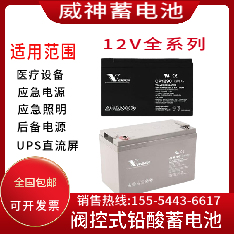 Vision威神蓄电池CP1250/12V7A9A17A20A24A33A38A40A65A100AH消防