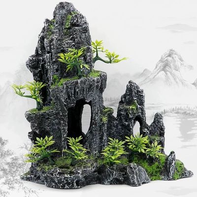 鱼缸造景装饰假山套餐水草石头摆件水族布景内饰小虾窝躲避屋全套