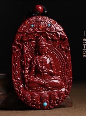 朱砂本命佛吊坠八大守护神转轮镶嵌吊坠属龙朱砂批发男女款低含量