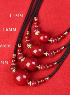 正品天然原矿朱砂吊坠项链紫金砂锁骨链挂件女友本命年百搭首饰品