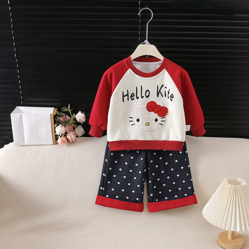 小童女宝宝可爱套头卫衣超萌卡通秋季两件套装春秋女童阔腿裤套装