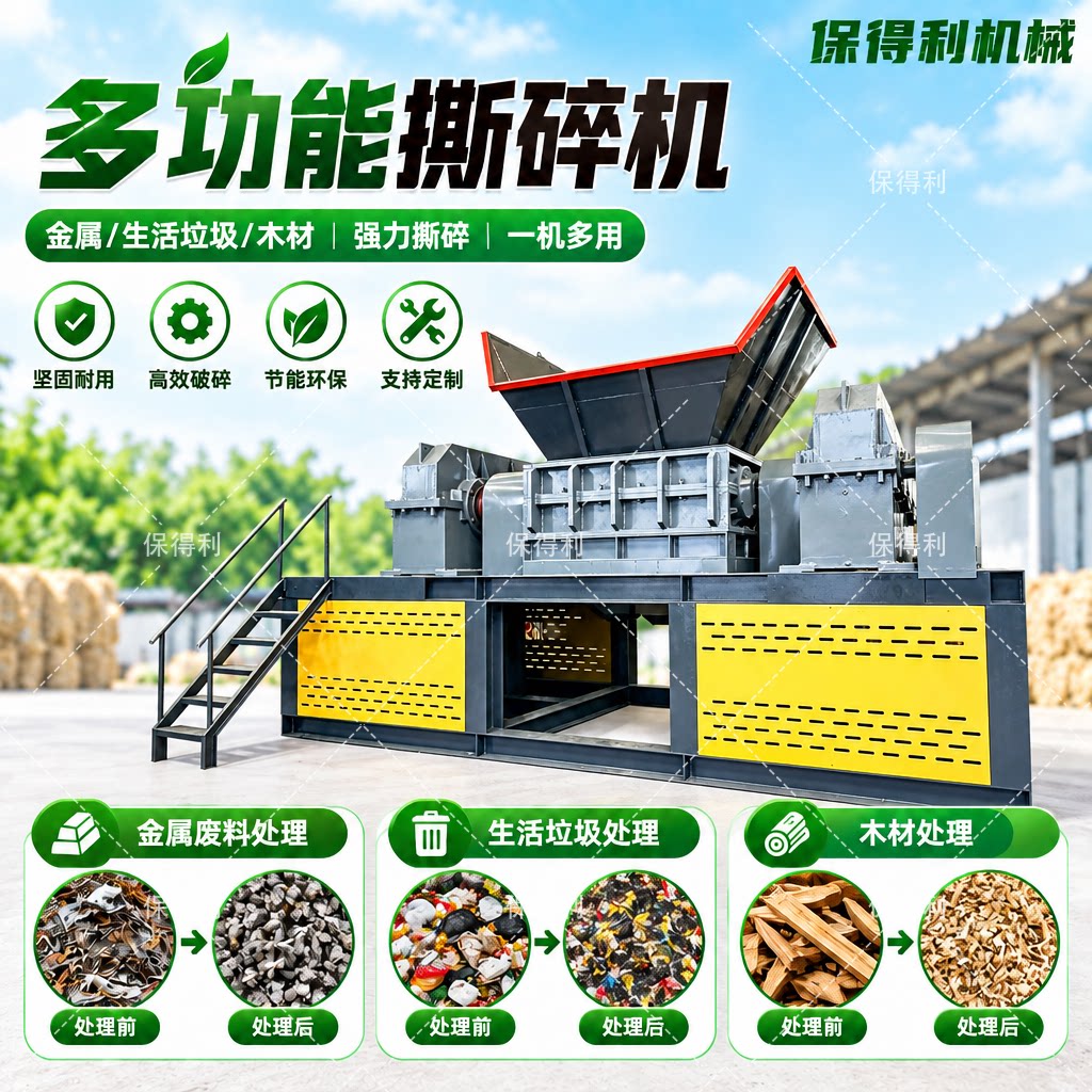 汽车保险杠撕碎机 保得利冰箱破碎拆解设备 渔网机头料粉碎机