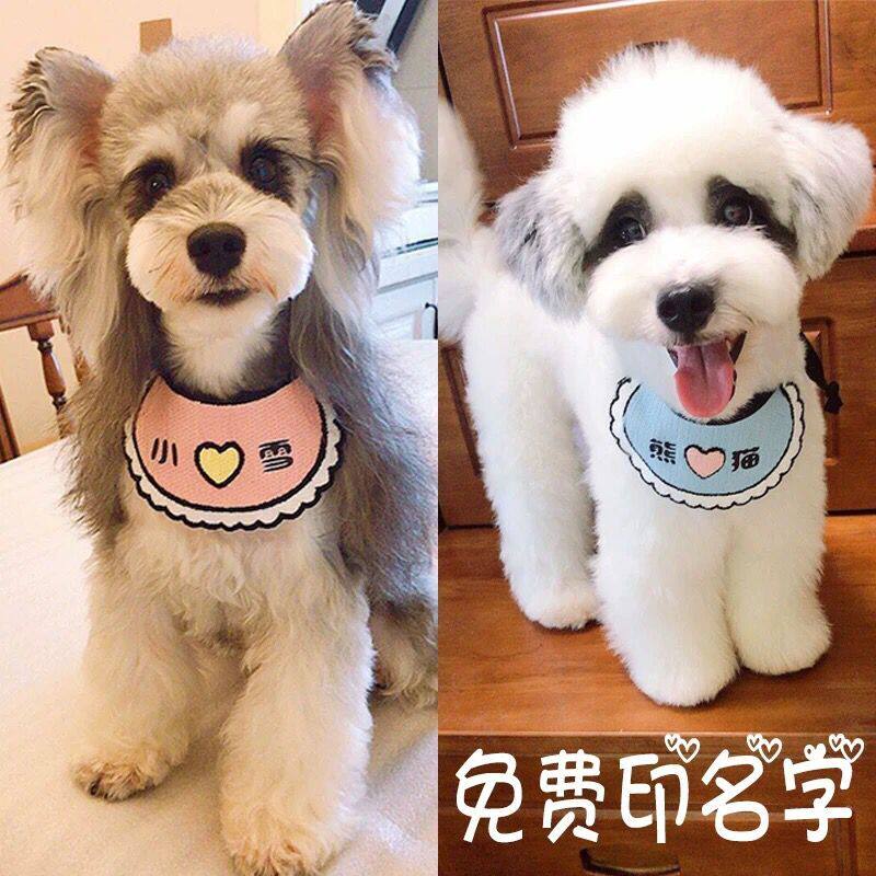 免费印名字电话宠物狗狗口水斤猫围嘴泰迪比熊小型犬金毛中大型犬