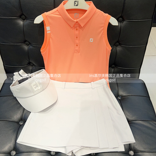 Footjoy高尔夫服装 半系扣背心上衣防走光短裙 女士夏新款 翻领无袖