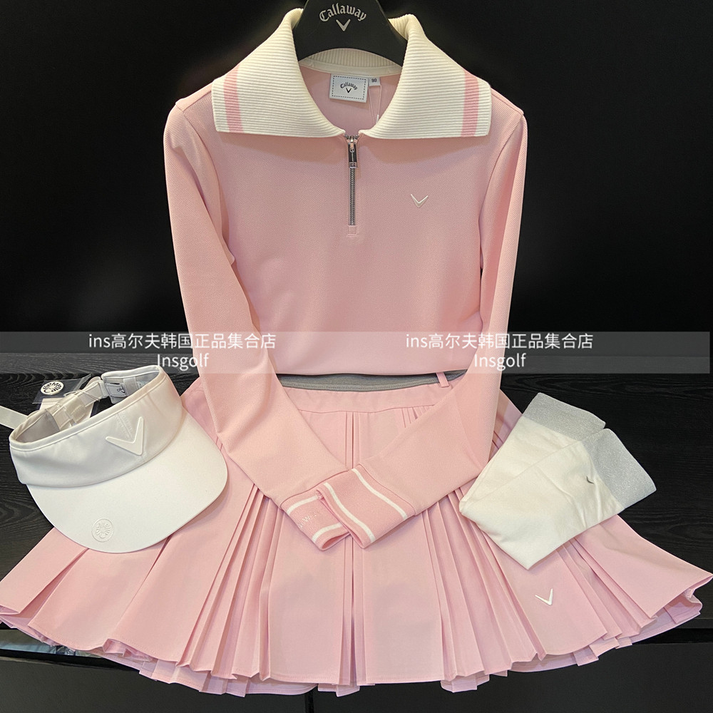 Callaway卡拉威高尔夫户外球服套装25春夏长袖T恤打底衫半身裙女