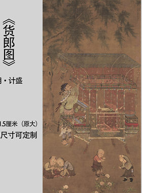 明计盛货郎图明代风俗中国画工笔人物高清微喷复制临摹装饰画心