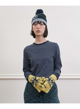 若若韩代正品直邮nocontent25秋冬复古拼色条纹长袖T恤内搭打底