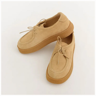 若若韩国正品直邮khiho鞋秋冬复古圆头休闲鞋厚底德训鞋乐福鞋