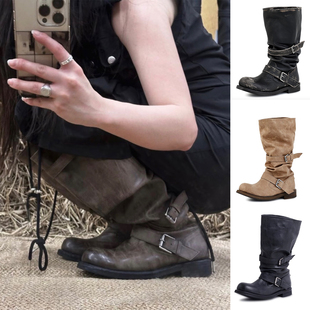 韩代正品直邮negativethree长筒靴子女款中筒靴2025正流行新款短