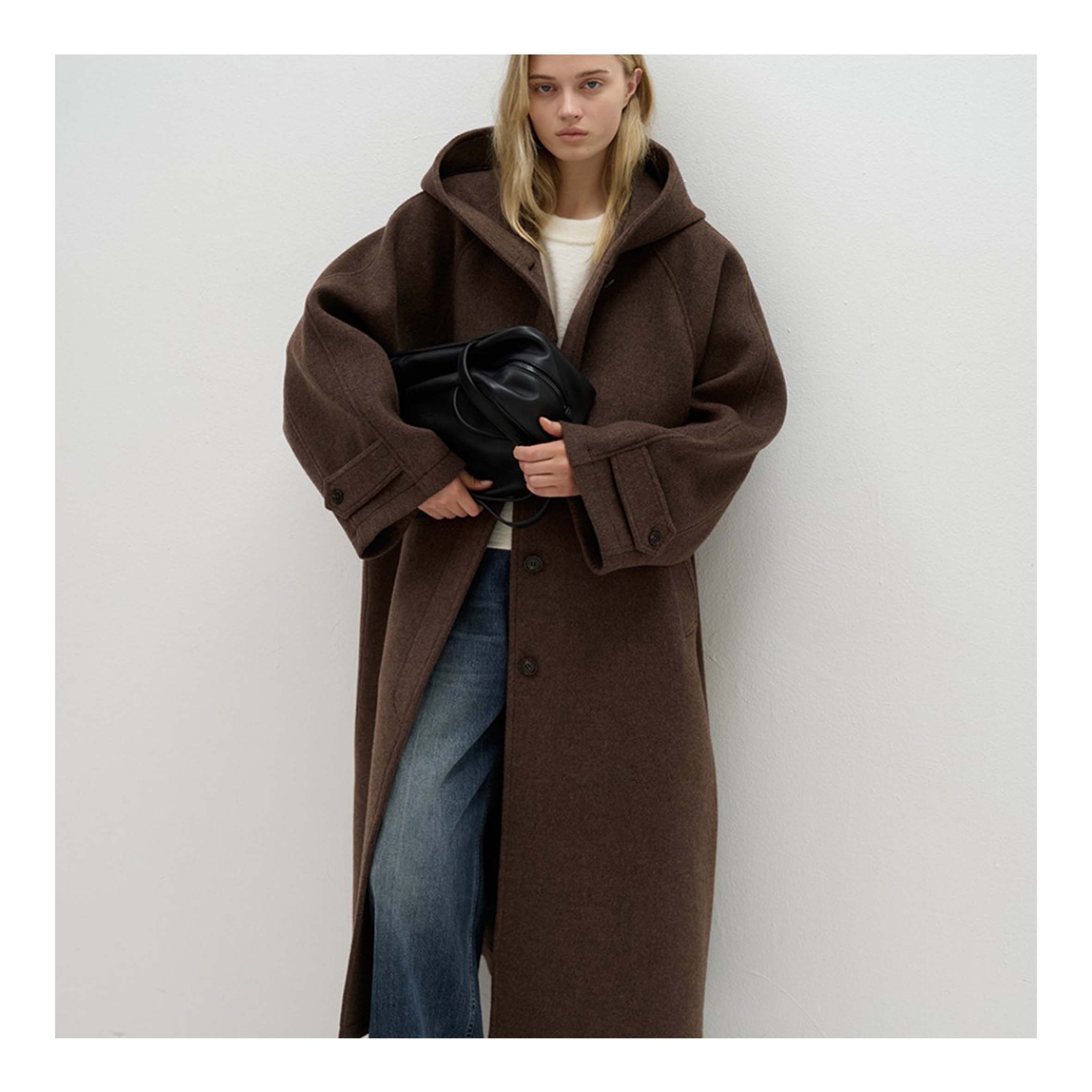 若若韩代正品直邮facade pattern25秋冬连帽毛呢外套大衣羊毛连帽